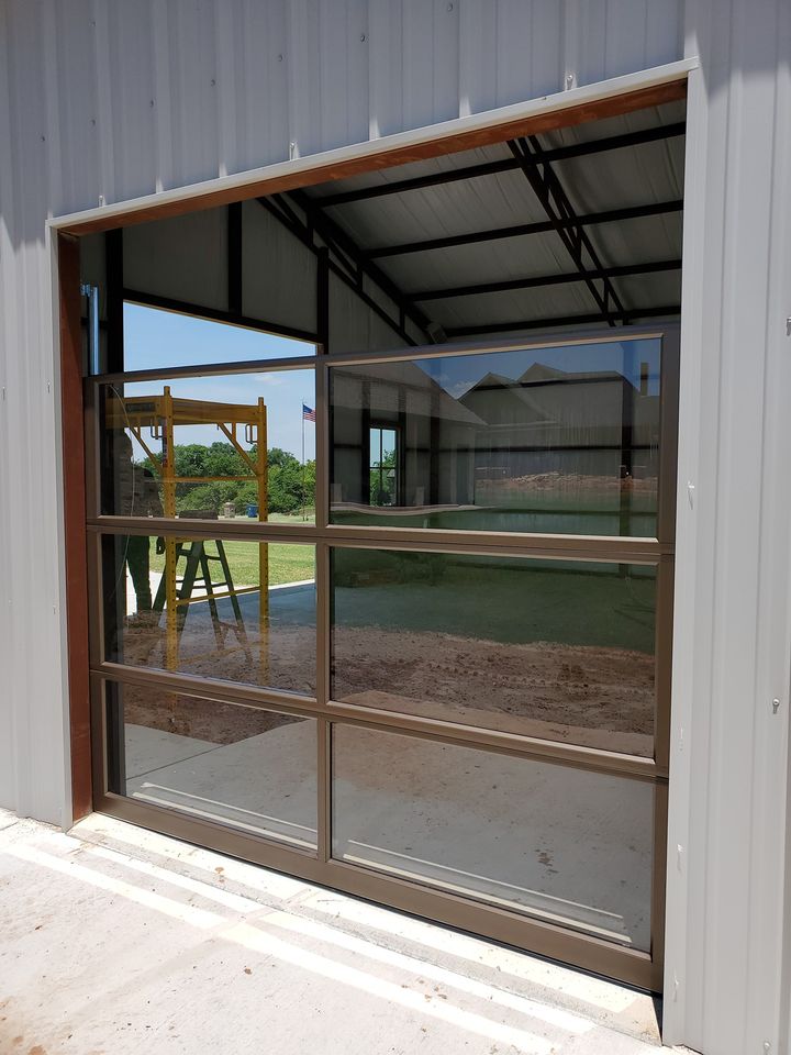 Full-view glass garage door